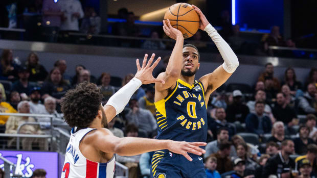 Indiana Pacers guard Tyrese Haliburton Detroit Pistons